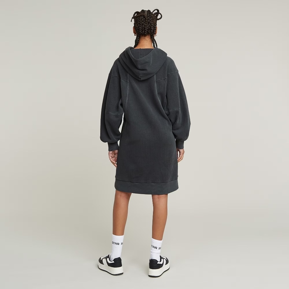 SOLD**G-Star RAW Hooded Sweatshirt Dress NWT Overdyed Black Terry Size L - Picture 3 of 9